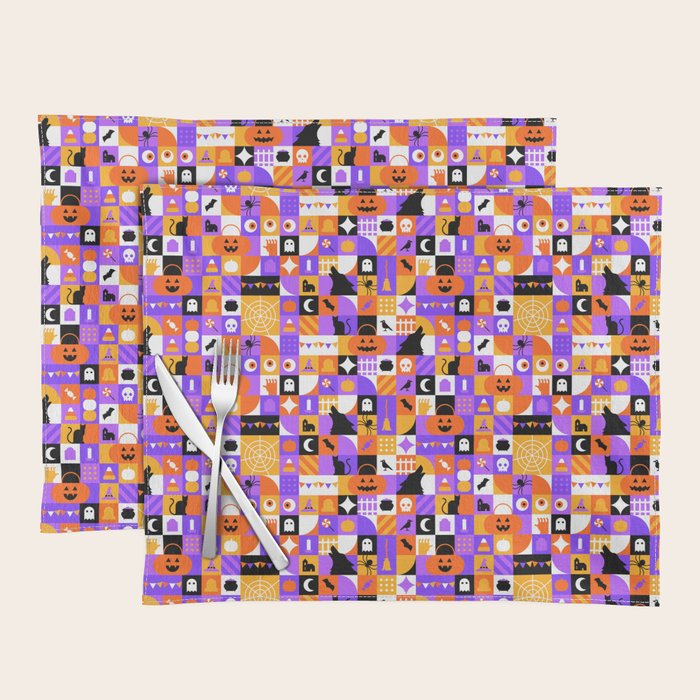 Geometric halloween mosaic pattern Placemat Gallery Image 1