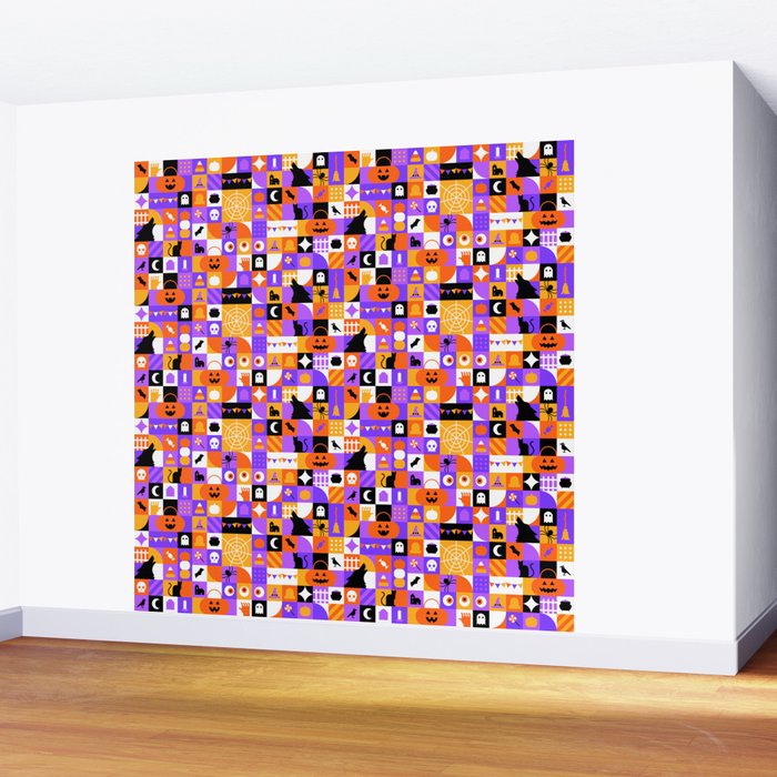Geometric halloween mosaic pattern Wall Mural Gallery Image 2