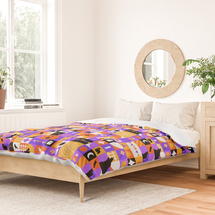 Geometric halloween mosaic pattern Duvet Cover Gallery Image 2