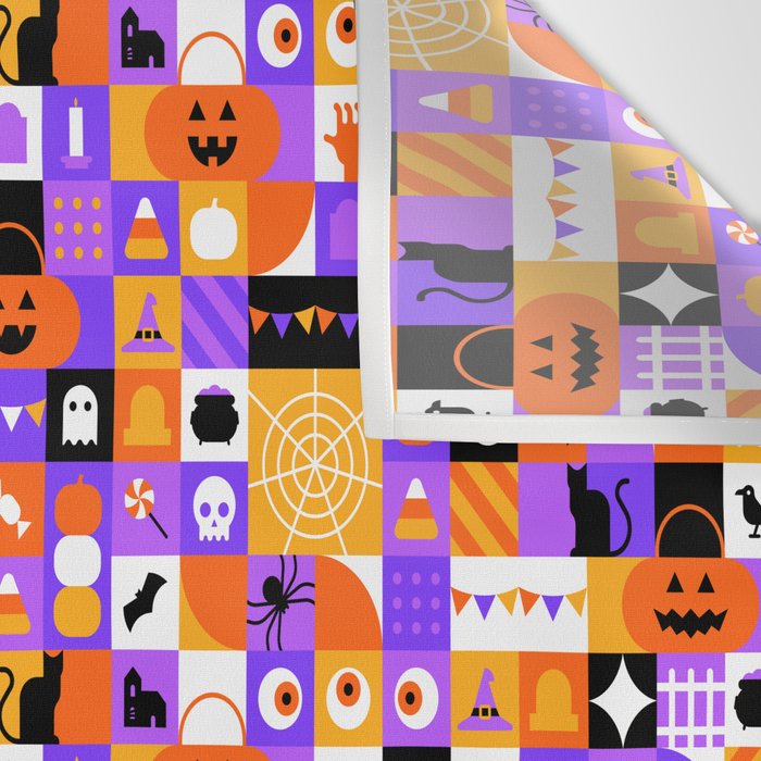 Geometric halloween mosaic pattern Wall Tapestry Gallery Image 3