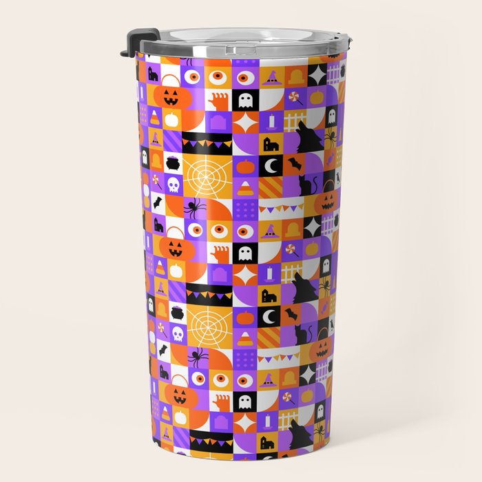 Geometric halloween mosaic pattern Travel Mug Gallery Image 3
