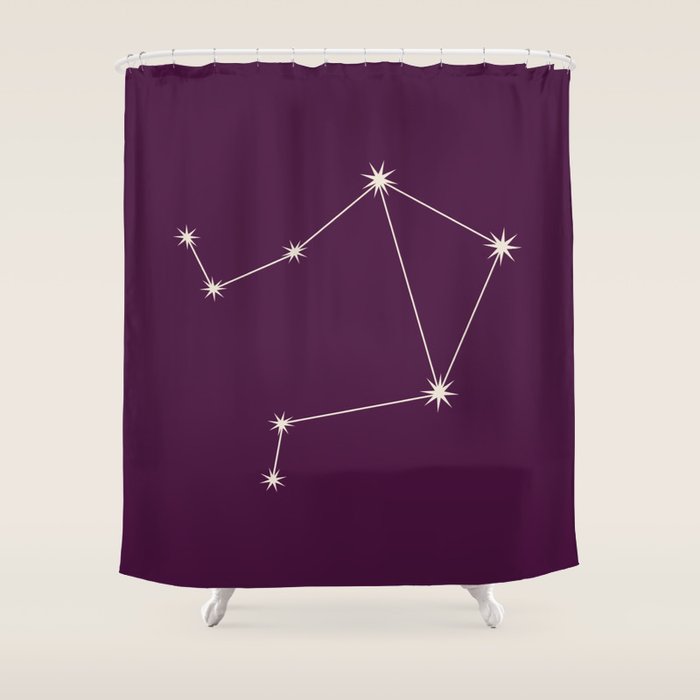 Libra Zodiac Star Constellation Line Art Plum Purple Shower Curtain Gallery Image 1