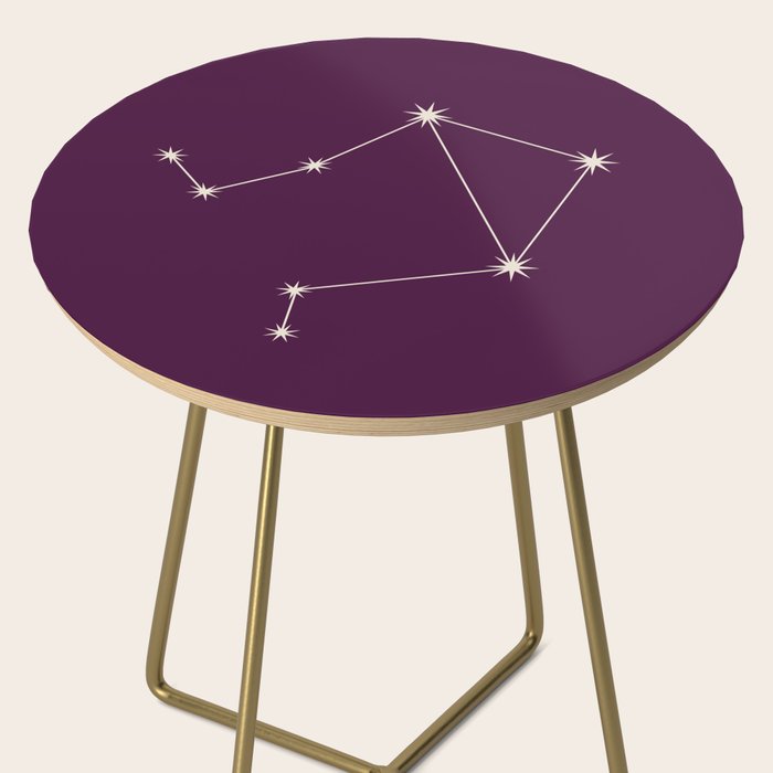 Libra Zodiac Star Constellation Line Art Plum Purple Side Table Gallery Image 2