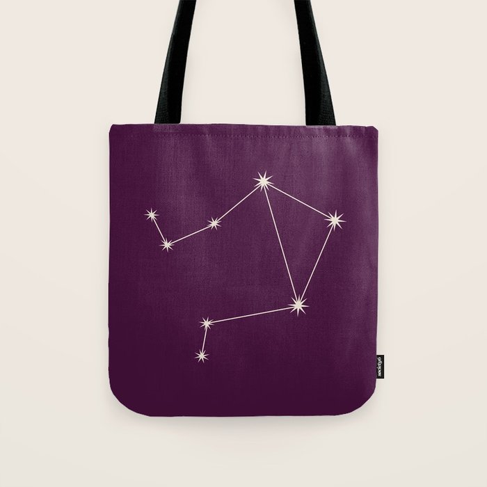 Libra Zodiac Star Constellation Line Art Plum Purple Tote Bag Gallery Image 1