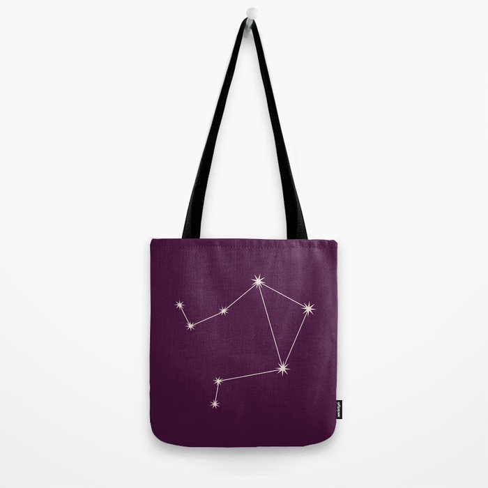 Libra Zodiac Star Constellation Line Art Plum Purple Tote Bag Gallery Image 2
