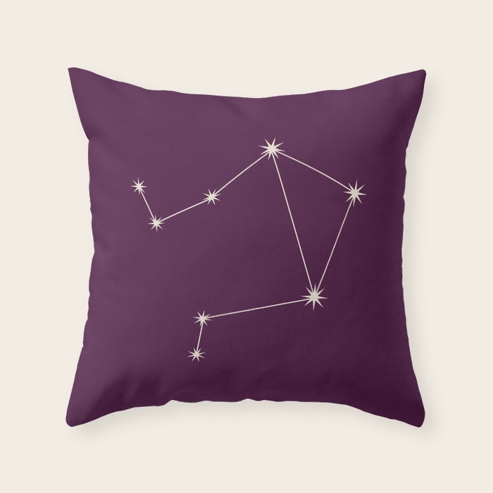 Libra Zodiac Star Constellation Line Art Plum Purple Throw Pillow Gallery Image 6
