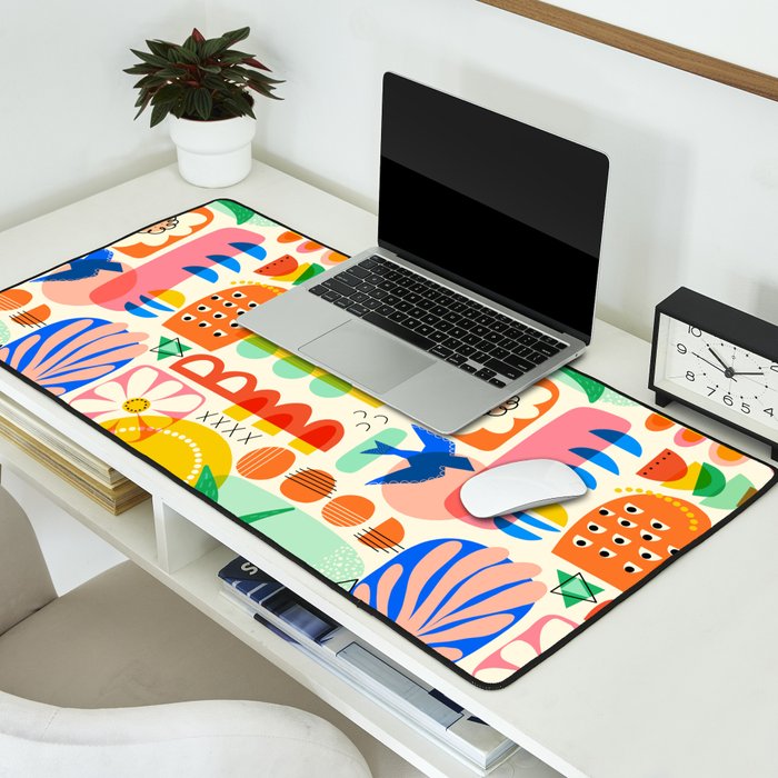 Abstract Mod Art Shapes Pattern Desk Mat Gallery Image 2