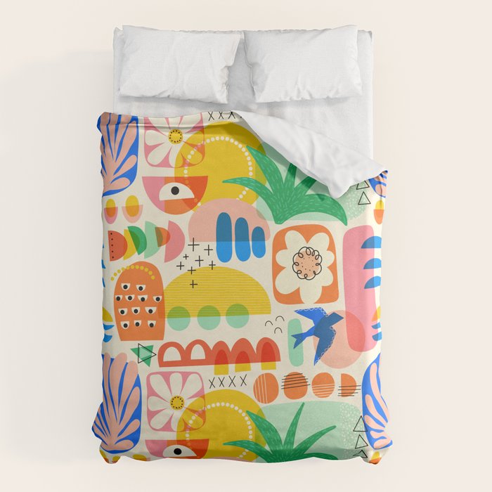 Abstract Mod Art Shapes Pattern Duvet Cover Gallery Image 1