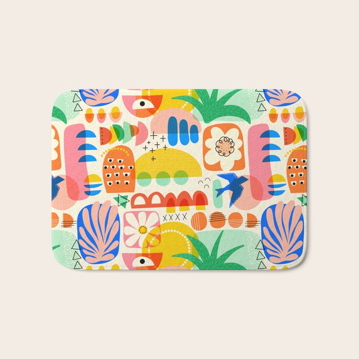 Abstract Mod Art Shapes Pattern Bath Mat Gallery Image 1