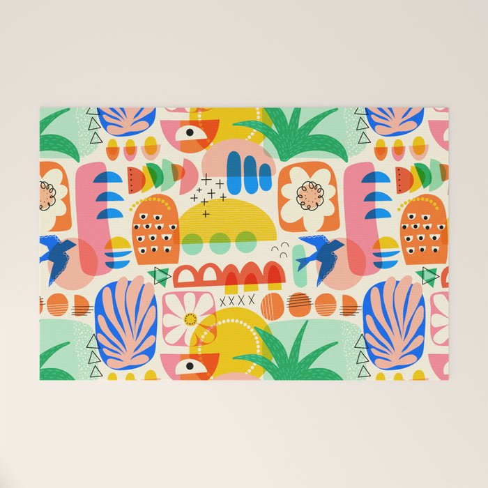 Abstract Mod Art Shapes Pattern Welcome Mat Gallery Image 1