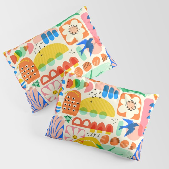 Abstract Mod Art Shapes Pattern Pillow Sham Gallery Image 3