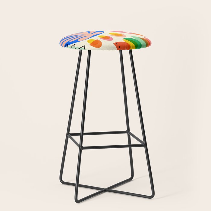 Abstract Mod Art Shapes Pattern Stool Gallery Image 1