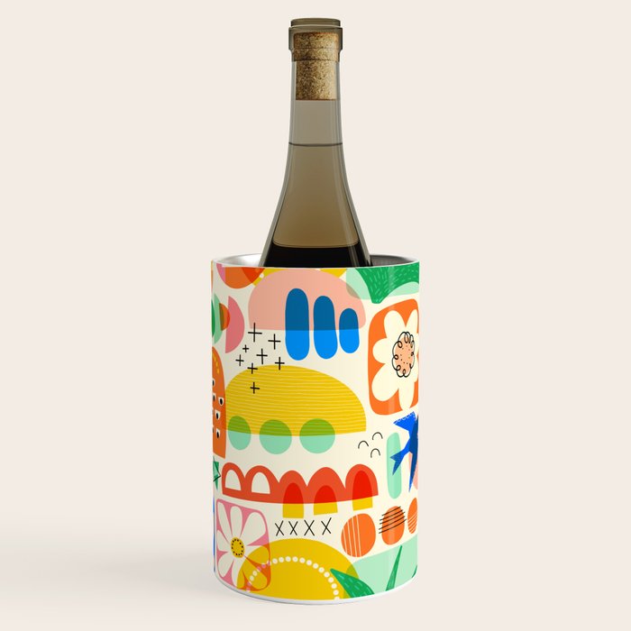 Abstract Mod Art Shapes Pattern Wine Chiller Gallery Image 1