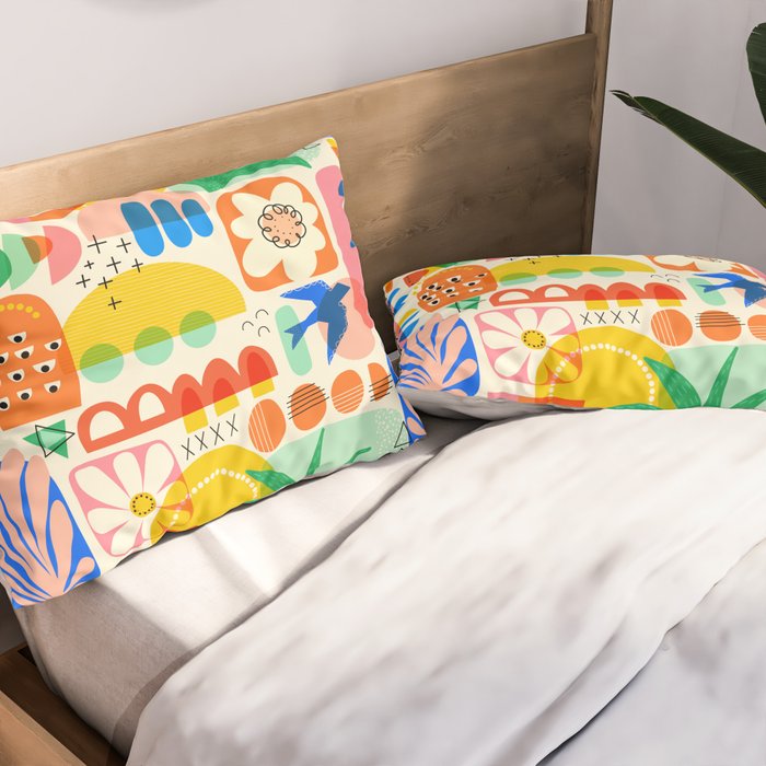 Abstract Mod Art Shapes Pattern Pillow Sham Gallery Image 2
