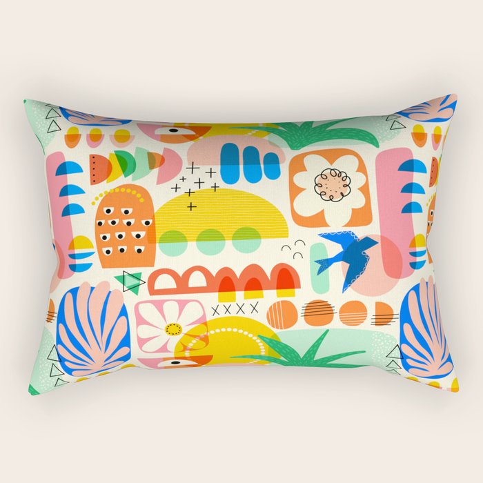 Abstract Mod Art Shapes Pattern Rectangular Pillow Gallery Image 2