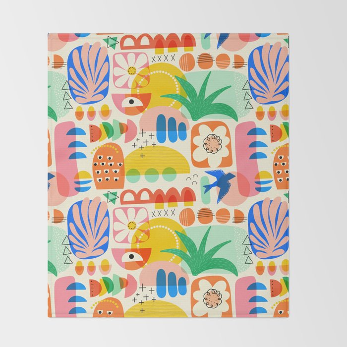 Abstract Mod Art Shapes Pattern Throw Blanket Gallery Image 2