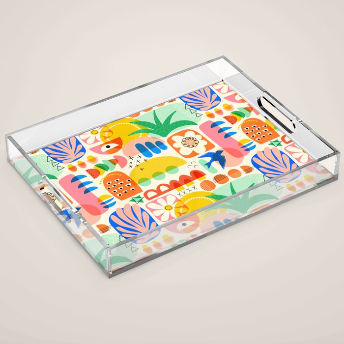 Abstract Mod Art Shapes Pattern Acrylic Tray Gallery Image 1