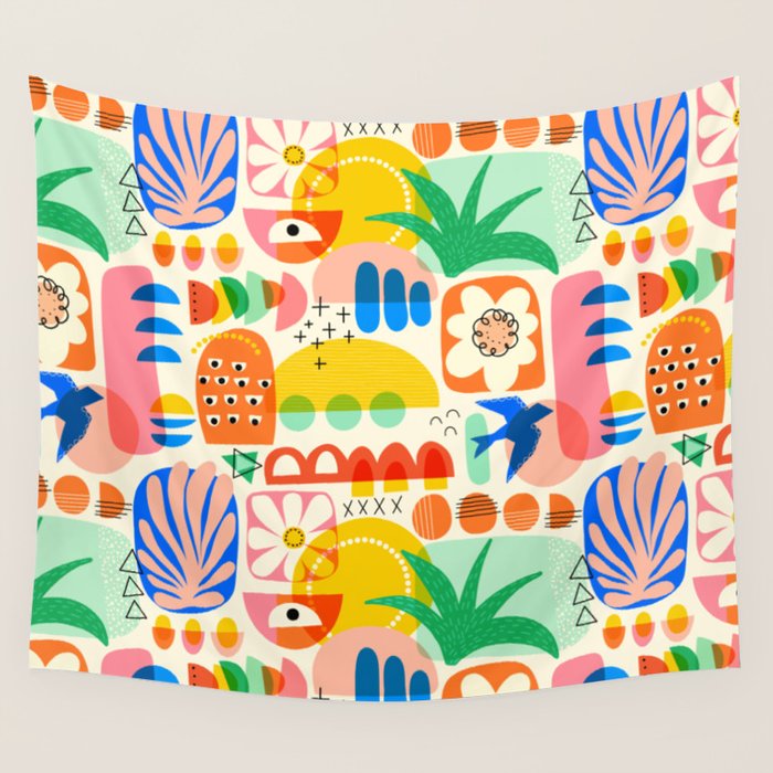 Abstract Mod Art Shapes Pattern Wall Tapestry Gallery Image 4