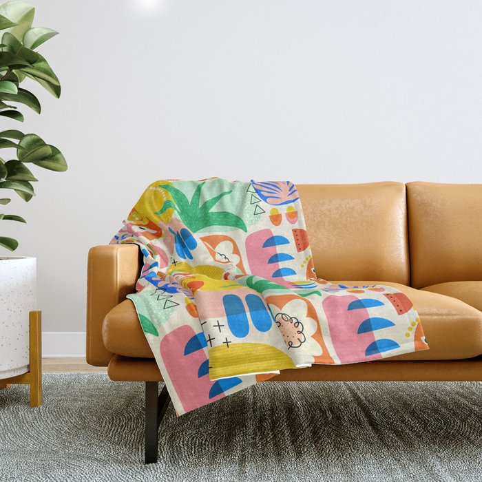 Abstract Mod Art Shapes Pattern Throw Blanket Gallery Image 1