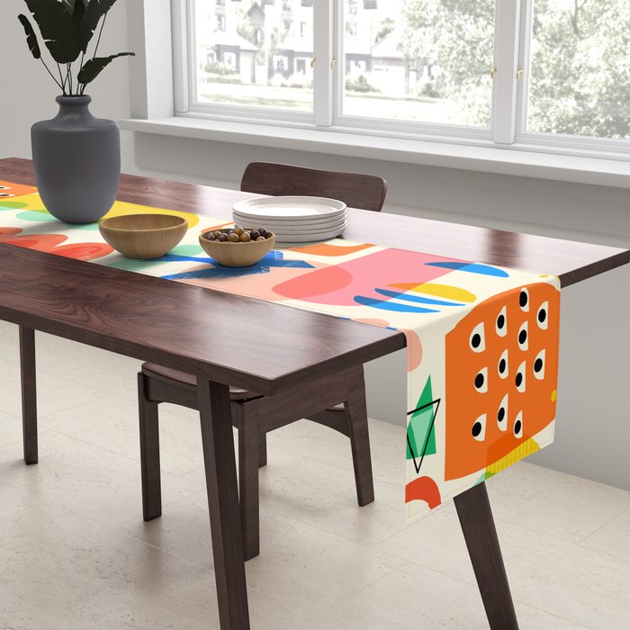 Abstract Mod Art Shapes Pattern Table Runner Gallery Image 2