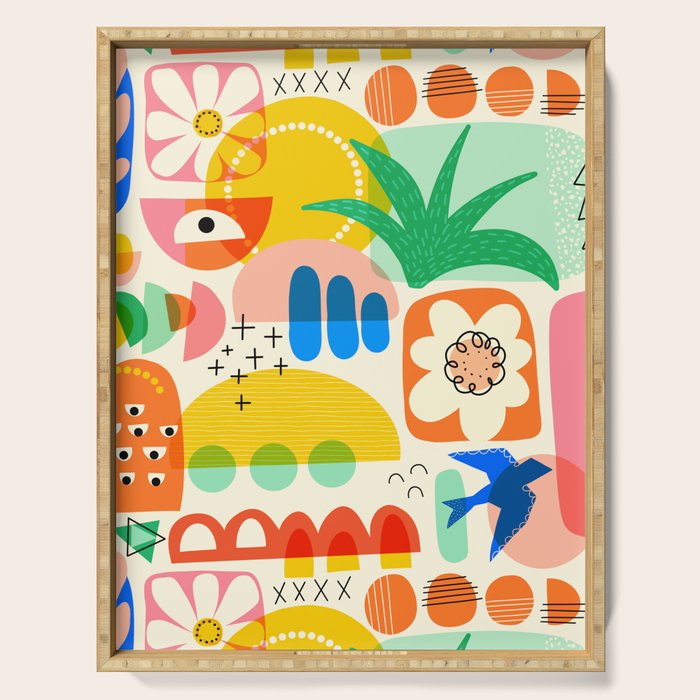 Abstract Mod Art Shapes Pattern Serving Tray Gallery Image 1