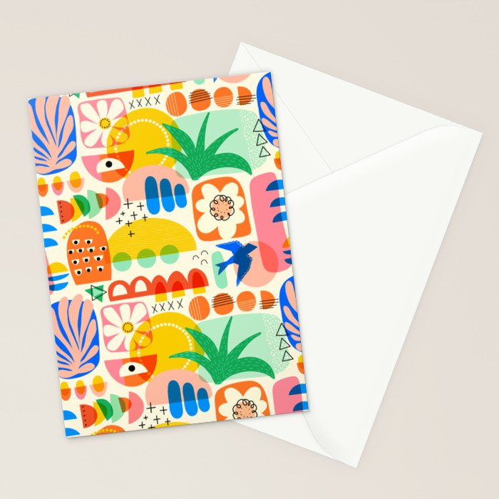 Abstract Mod Art Shapes Pattern Stationery Card Gallery Image 2