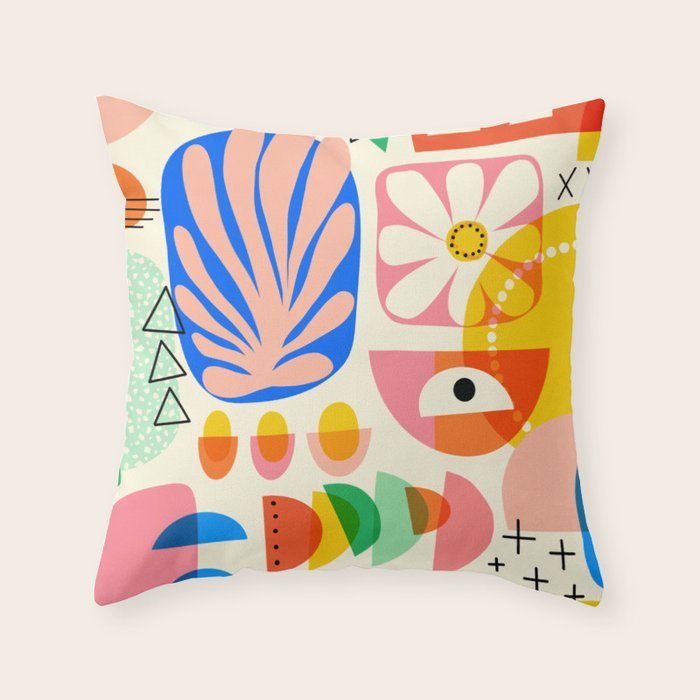 Abstract Mod Art Shapes Pattern Throw Pillow Gallery Image 1