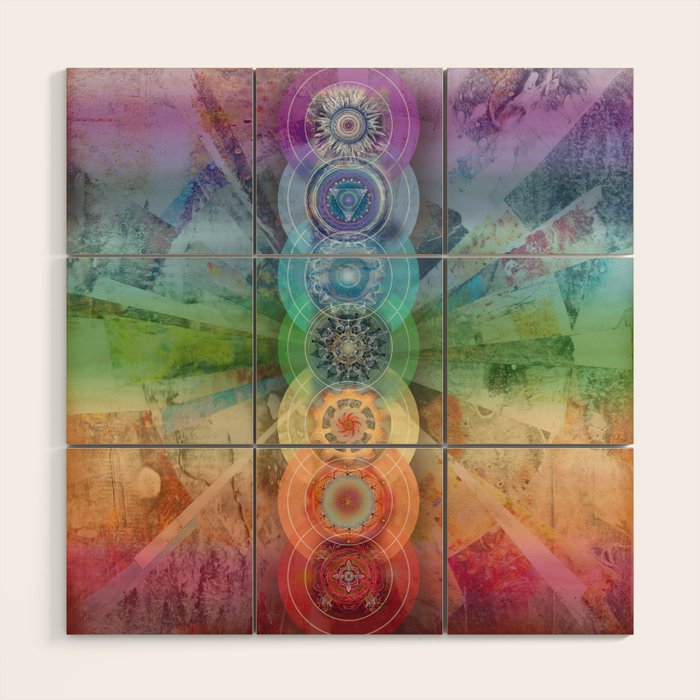 seven chakra meditation and yoga art Wood Wall Art Gallery Image 1