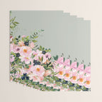 Floral Watercolor, Roses, Green and Pink Wrapping Paper Gallery Image 3