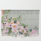 Floral Watercolor, Roses, Green and Pink Wall Hanging Gallery Image 1