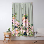 Floral Watercolor, Roses, Green and Pink Window Curtain Gallery Image 5