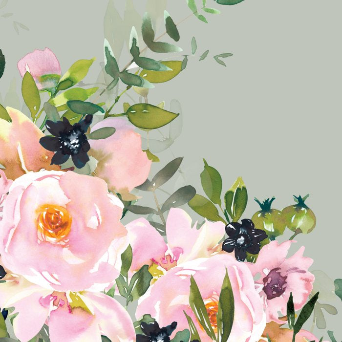 Floral Watercolor, Roses, Green and Pink Coffee Mug Gallery Image 2