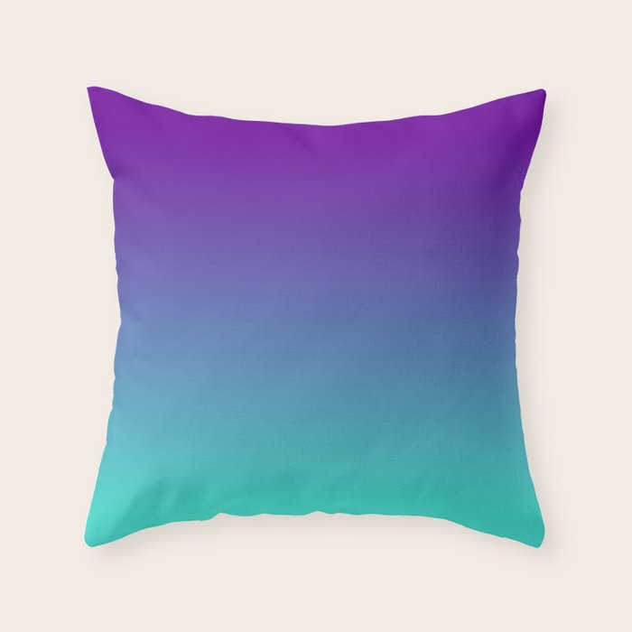 Violet Purple and Turquoise Ombre Throw Pillow Gallery Image 1