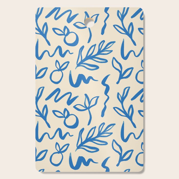 Blue organic watercolor nature art pattern Cutting Board Gallery Image 1