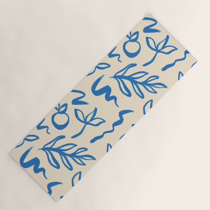 Blue organic watercolor nature art pattern Yoga Mat Gallery Image 1