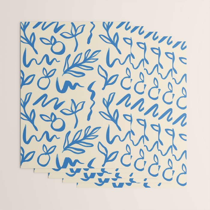 Blue organic watercolor nature art pattern Wrapping Paper Gallery Image 3