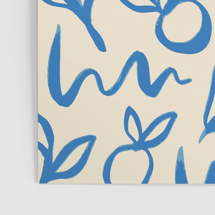 Blue organic watercolor nature art pattern Poster Gallery Image 3