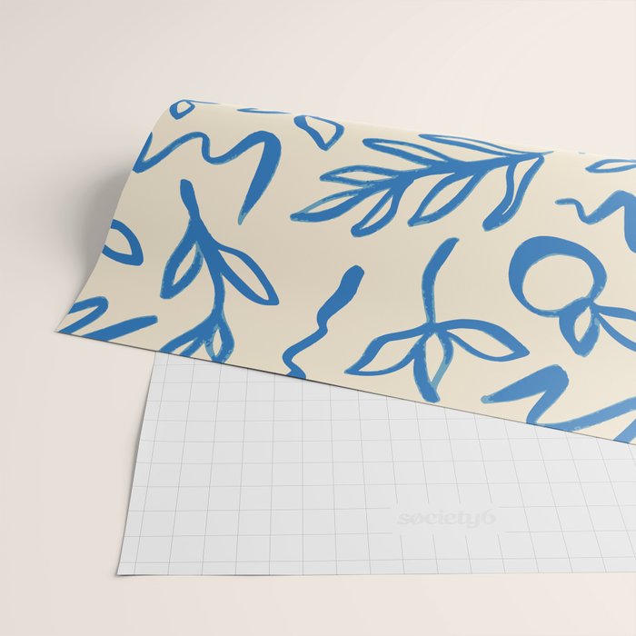Blue organic watercolor nature art pattern Wrapping Paper Gallery Image 2