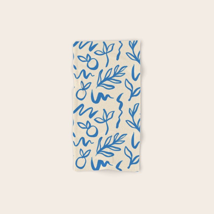 Blue organic watercolor nature art pattern Bath Towel Gallery Image 1
