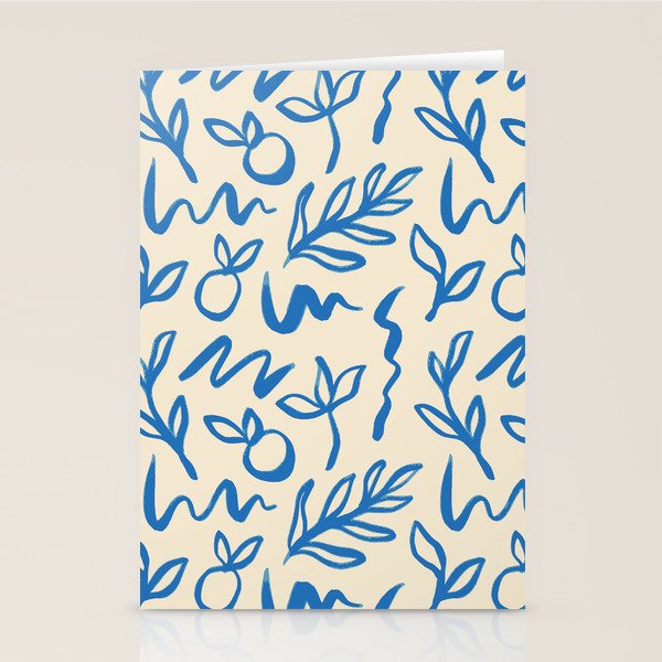 Blue organic watercolor nature art pattern Stationery Card Gallery Image 1