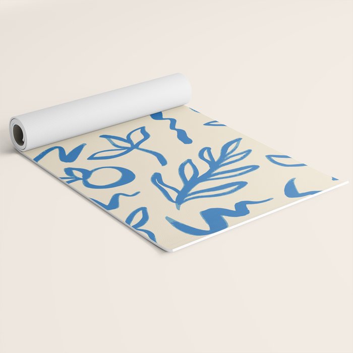 Blue organic watercolor nature art pattern Yoga Mat Gallery Image 2