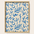Blue organic watercolor nature art pattern Serving Tray Gallery Image 1