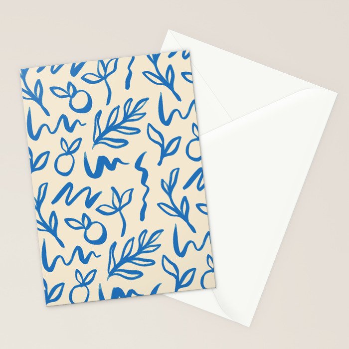 Blue organic watercolor nature art pattern Stationery Card Gallery Image 2