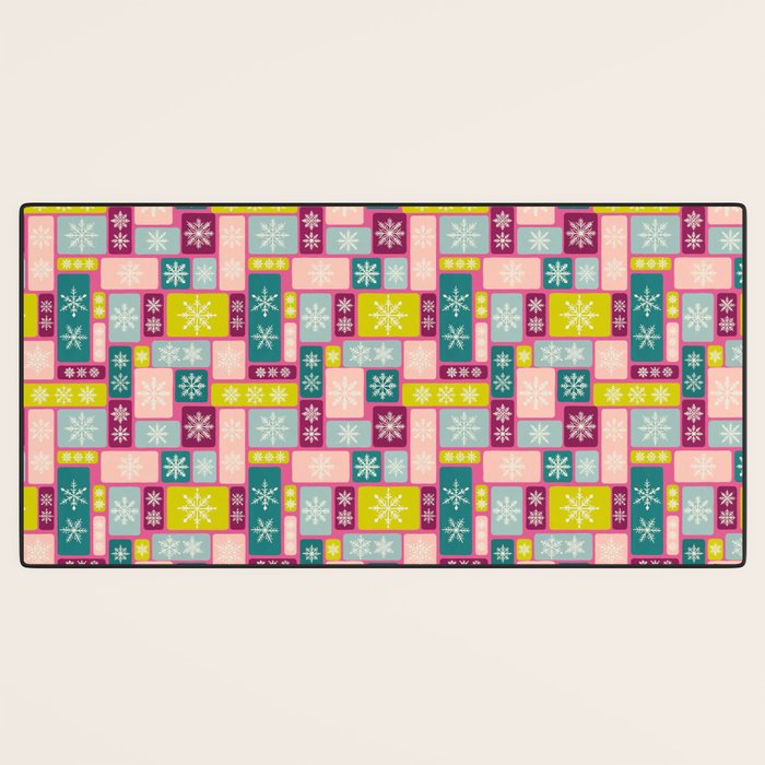 Colorful Geometric Snowflake Tiles Desk Mat Gallery Image 3