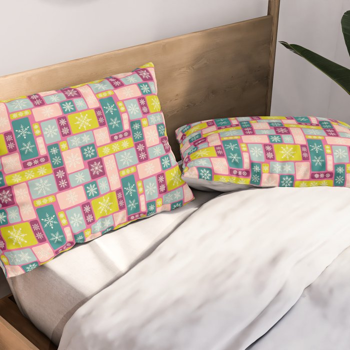 Colorful Geometric Snowflake Tiles Pillow Sham Gallery Image 2