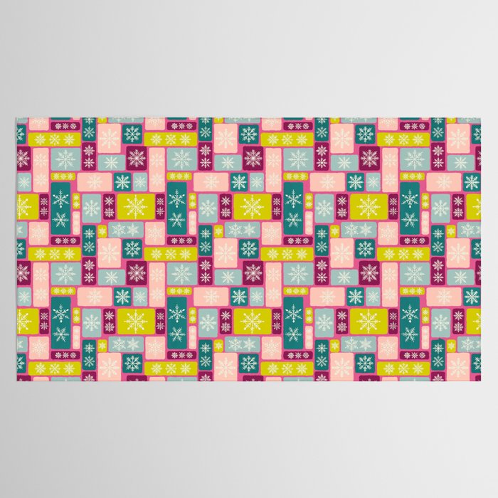 Colorful Geometric Snowflake Tiles Tablecloth Gallery Image 2