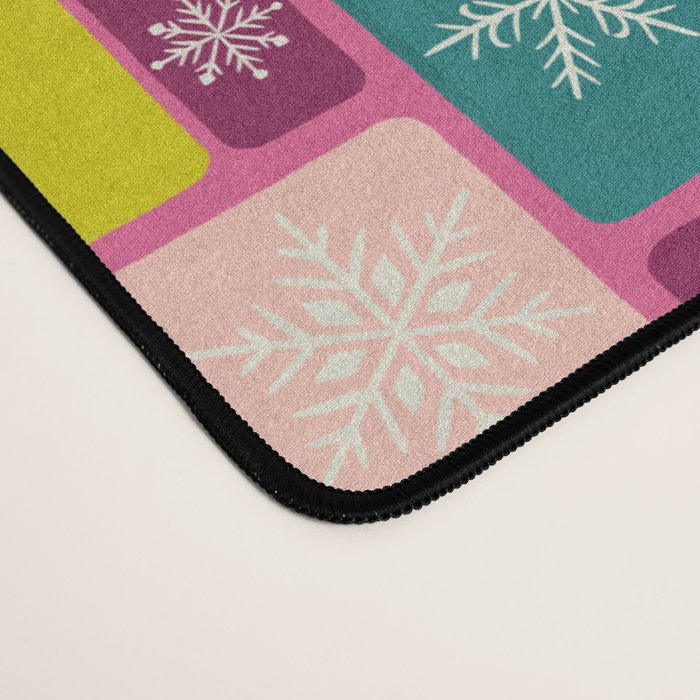 Colorful Geometric Snowflake Tiles Desk Mat Gallery Image 4