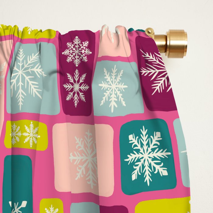 Colorful Geometric Snowflake Tiles Window Curtain Gallery Image 2