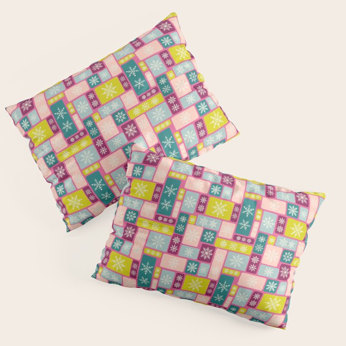 Colorful Geometric Snowflake Tiles Pillow Sham Gallery Image 1
