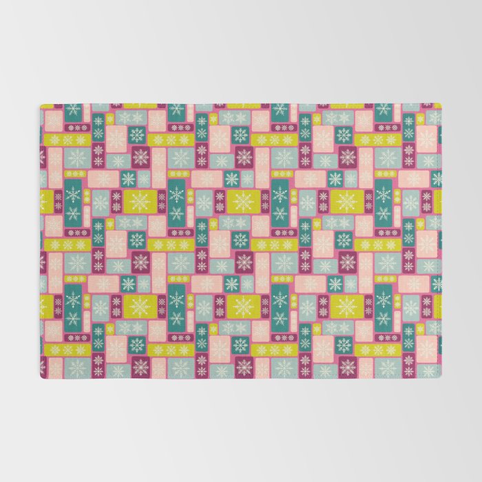 Colorful Geometric Snowflake Tiles Rug Gallery Image 2